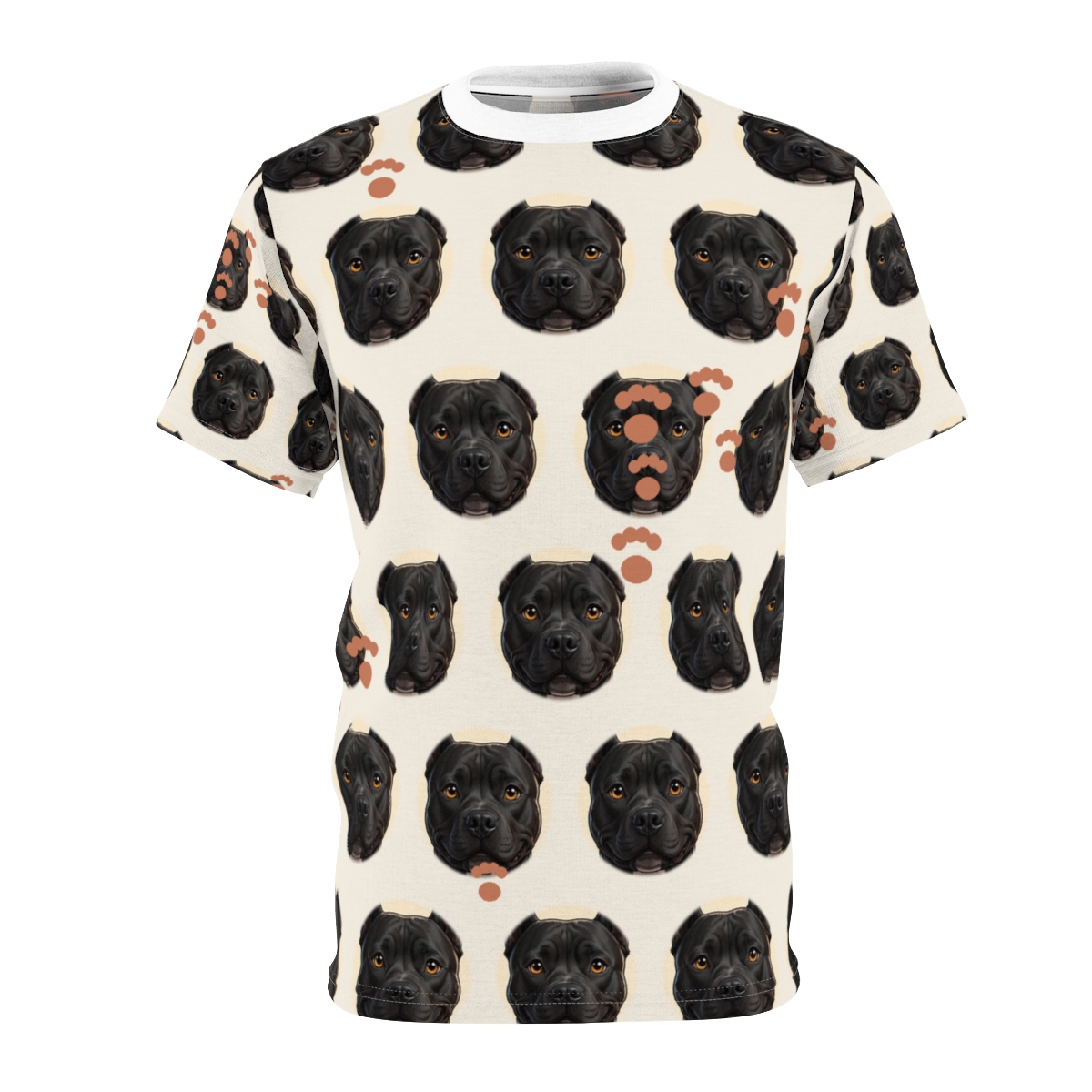 PawJamas custom pajama top with an all-over pitbull face pattern
